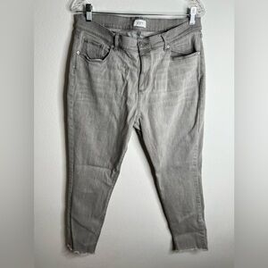LOFT Outlet Women's Size 14 High Rise Modern Skinny Stretch Gray raw hem Jeans